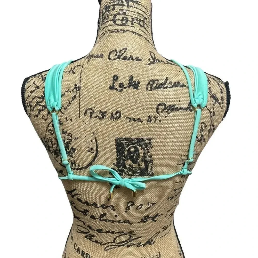 Beach Bunny Ireland High Apex Strappy Bikini Top Mint Size Large - Picture 3 of 7